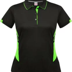 Ladies Tasman Polo Black/Neon Green