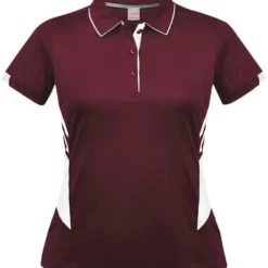 Ladies Tasman Polo Maroon/White