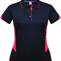 Ladies Tasman Polo Navy/Neon Pink